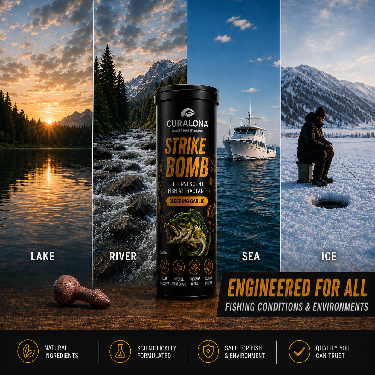 🔥 𝐎𝐟𝐟𝐢𝐜𝐢𝐚𝐥 𝐁𝐫𝐚𝐧𝐝 𝐒𝐭𝐨𝐫𝐞 |✅Curalona® Strike Bombs — New Freshwater & Saltwater Fizzing Bait Booster with Scent & Color-Cloud Action