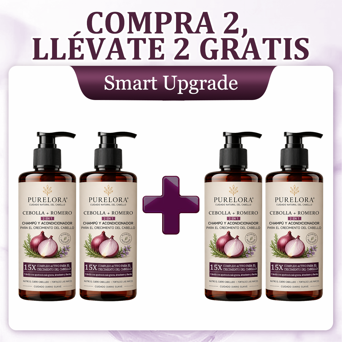 🌿👨‍⚕️ Tienda oficial en EE. UU. 🇺🇸 | 🔥 Champú y acondicionador 2 en 1 PURELORA® de cebolla y romero con complejo activo 15X para el crecimiento capilar: para un cabello con apariencia más gruesa, abundante y fuerte.